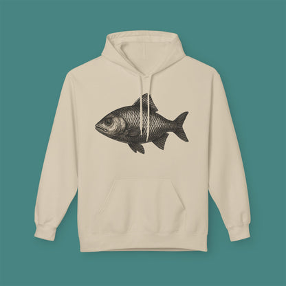 Vintage Etching Fish Fleece Unisex Hoodie