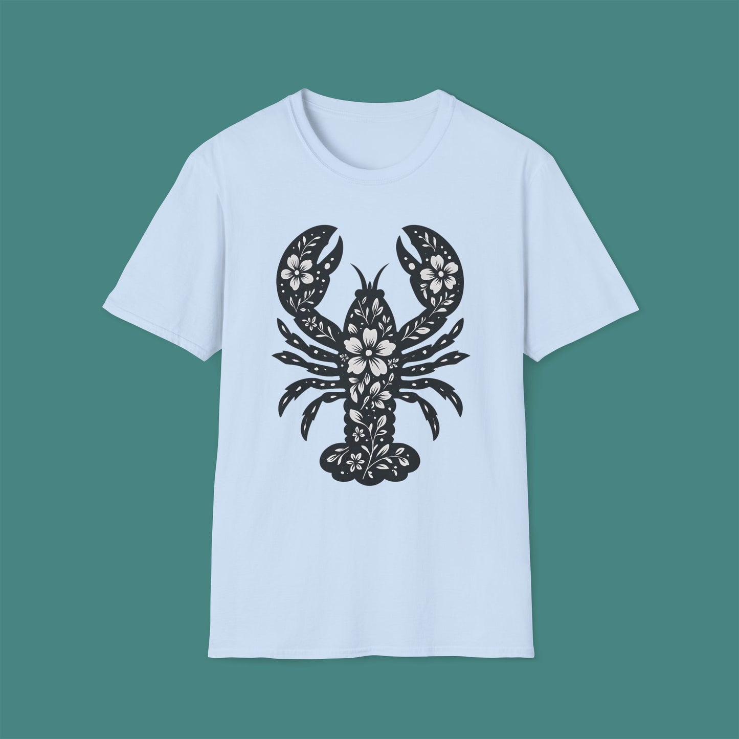 Floral Lobster Silhouette Unisex T-Shirt