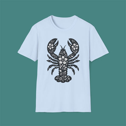 Floral Lobster Silhouette Unisex T-Shirt