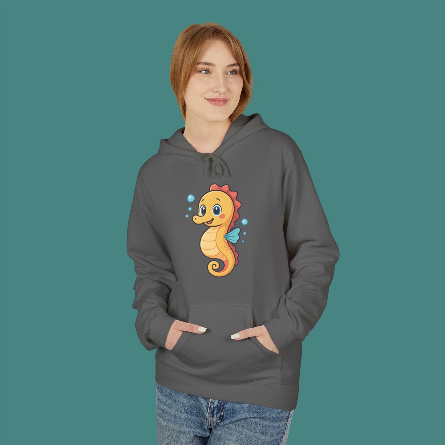 Cartoon Cute Seahorse Fleece Unisex Hoodie