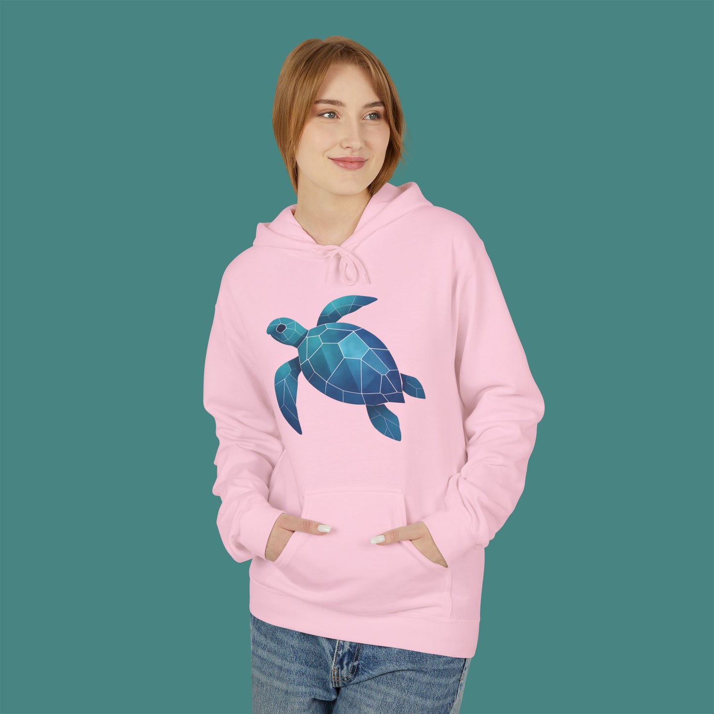 Geometric Polygon Turtle Fleece Unisex Hoodie