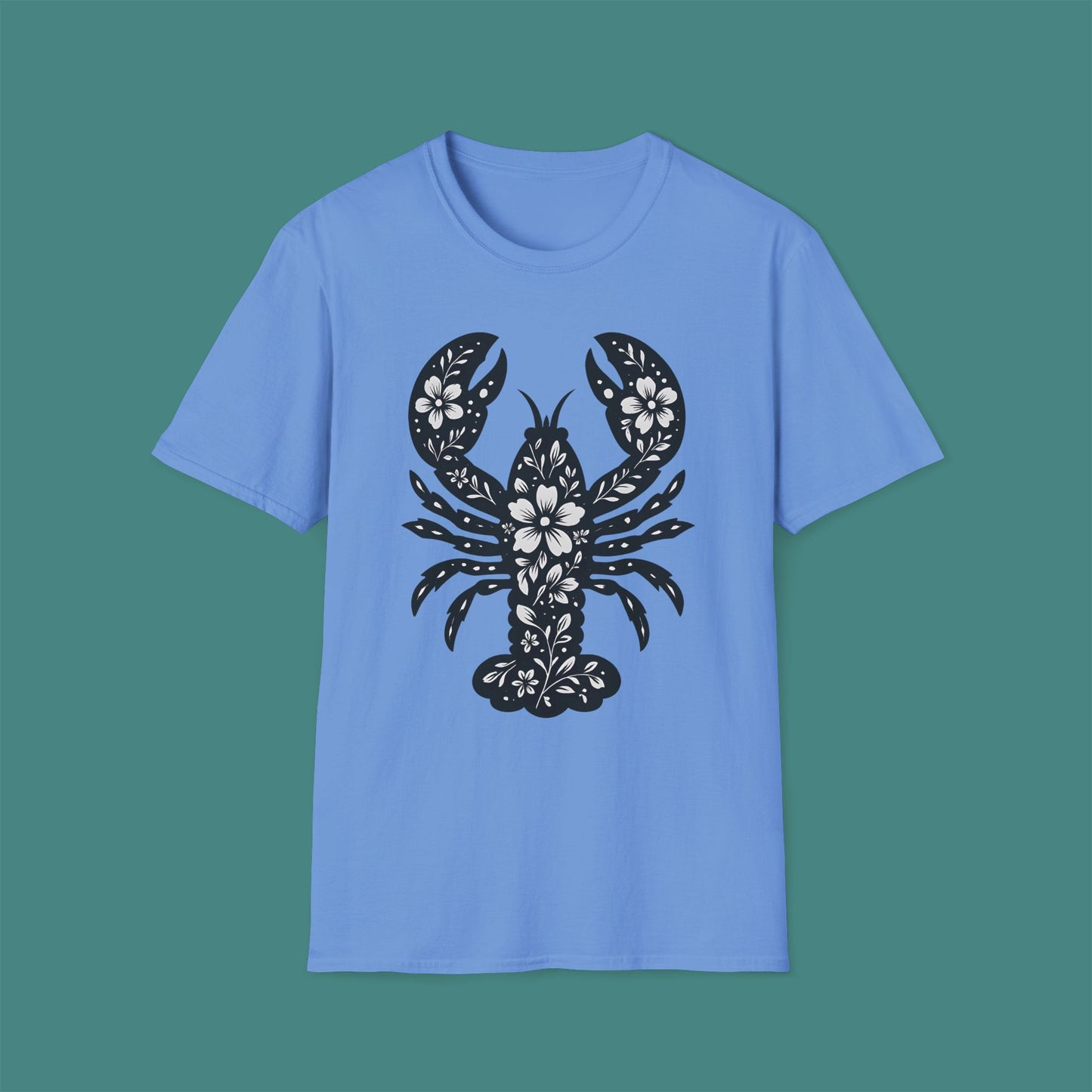 Floral Lobster Silhouette Unisex T-Shirt