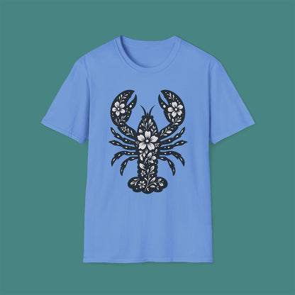 Floral Lobster Silhouette Unisex T-Shirt