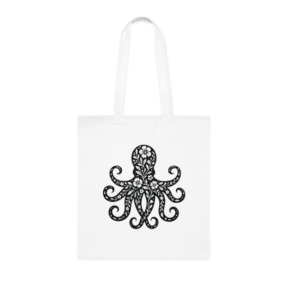 Floral Octopus Silhouette Tote Bag