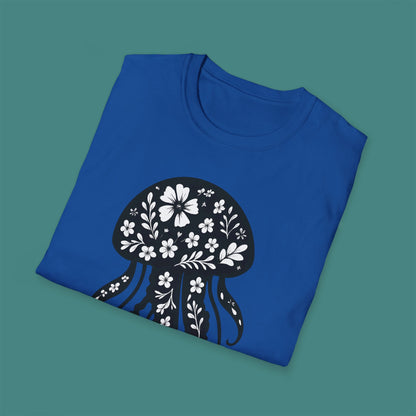 Floral Jellyfish Silhouette Unisex T-Shirt
