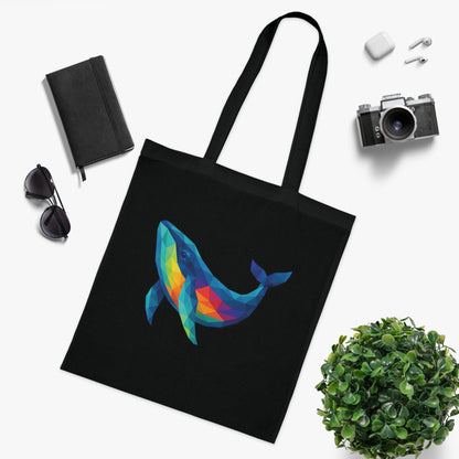 Geometric Polygon Whale Tote Bag