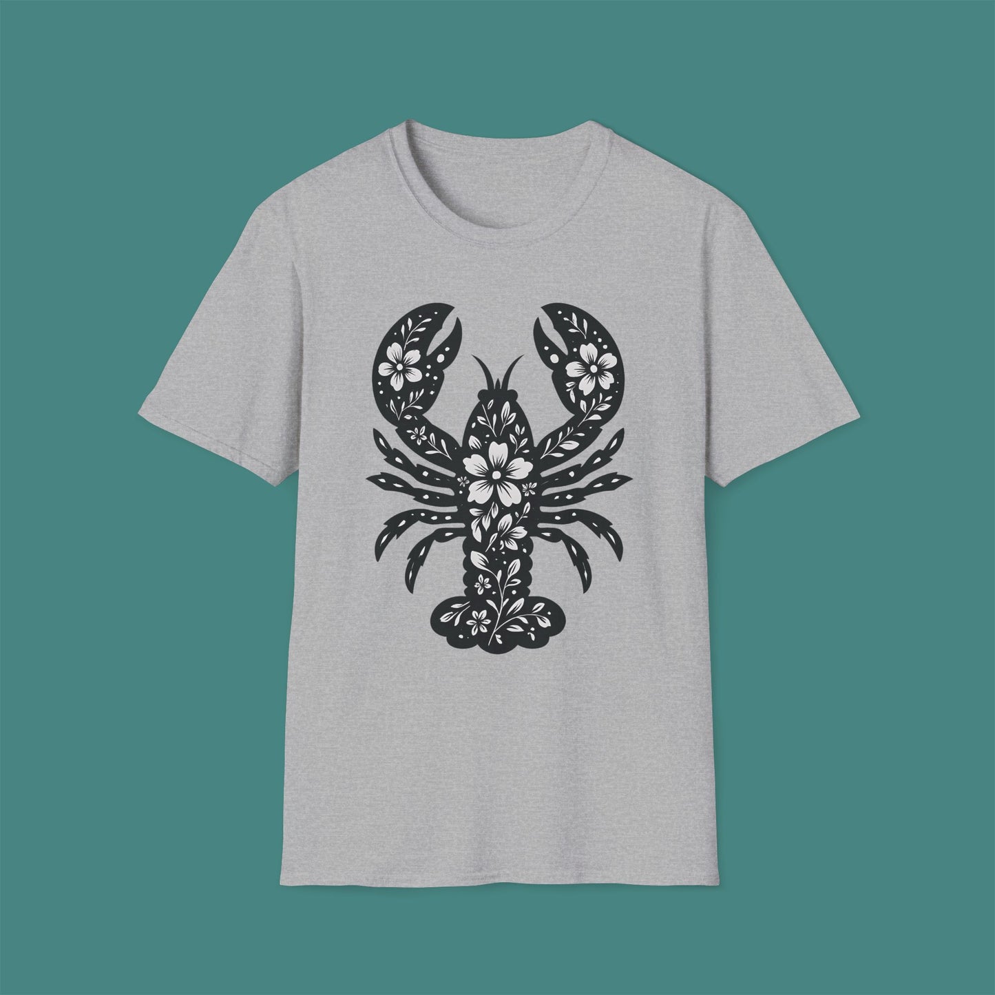 Floral Lobster Silhouette Unisex T-Shirt