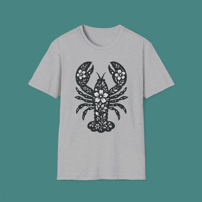 Floral Lobster Silhouette Unisex T-Shirt