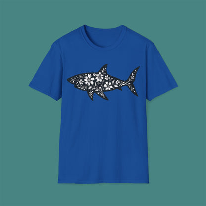 Floral Shark Silhouette Unisex T-Shirt