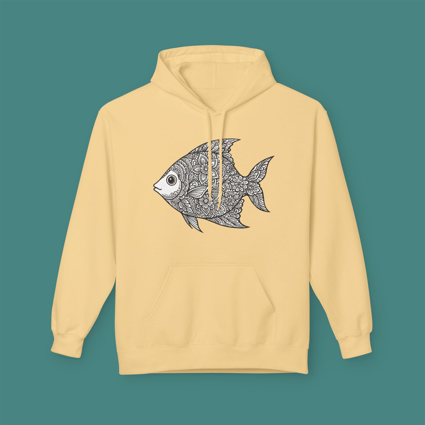 Intricate Mandala Fish Fleece Unisex Hoodie