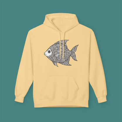 Intricate Mandala Fish Fleece Unisex Hoodie