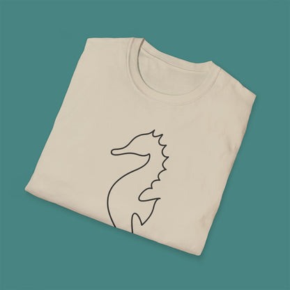Minimalist Line Art Seahorse Unisex T-Shirt