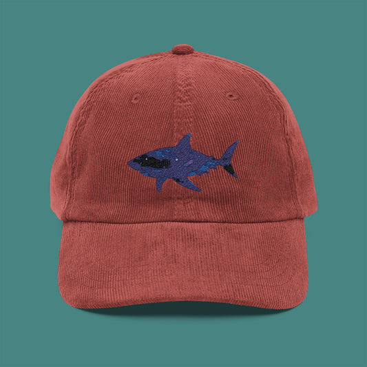 Cosmic Galaxy Shark Corduroy Embroidered Cap