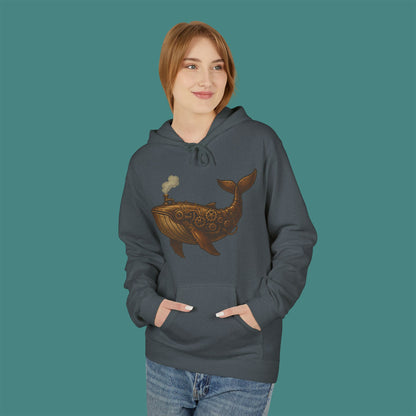 Steampunk Mechanical Whale Fleece Unisex Hoodie