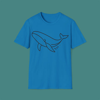 Minimalist Line Art Whale Unisex T-Shirt