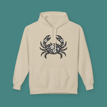Floral Crab Silhouette Fleece Unisex Hoodie