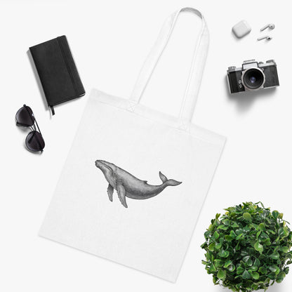 Vintage Etching Whale Tote Bag