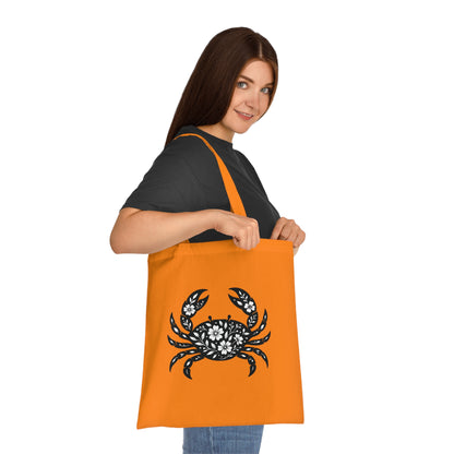 Floral Crab Silhouette Tote Bag