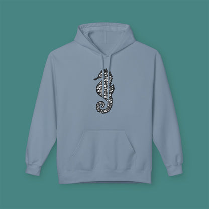 Floral Seahorse Silhouette Fleece Unisex Hoodie