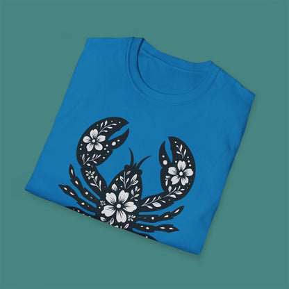 Floral Lobster Silhouette Unisex T-Shirt