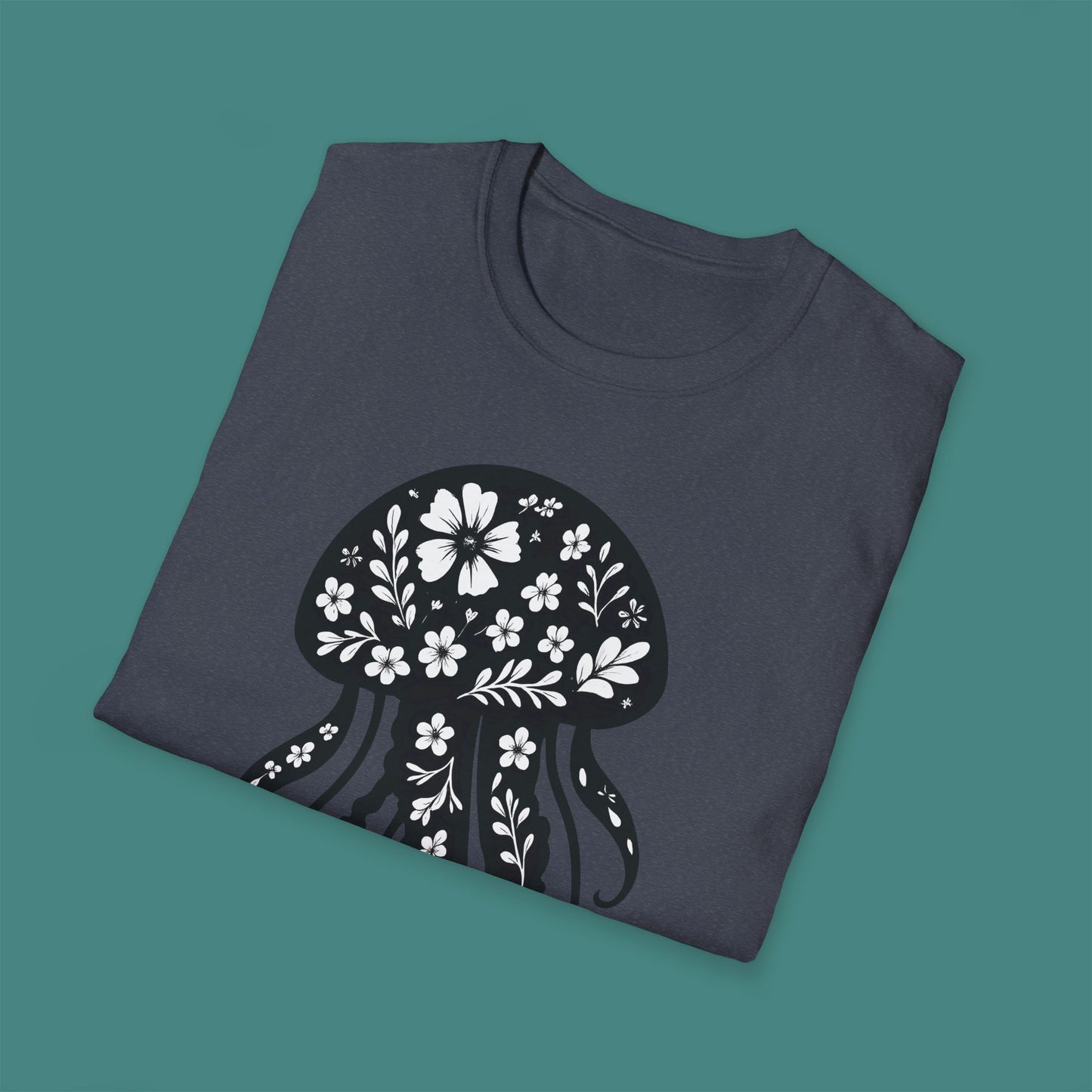 Floral Jellyfish Silhouette Unisex T-Shirt