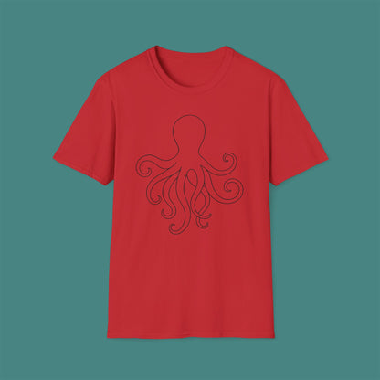 Minimalist Line Art Octopus Unisex T-Shirt