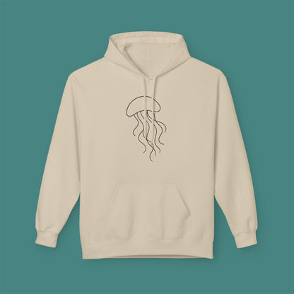 Minimalist Line Art Jellyfish Fleece Unisex Hoodie