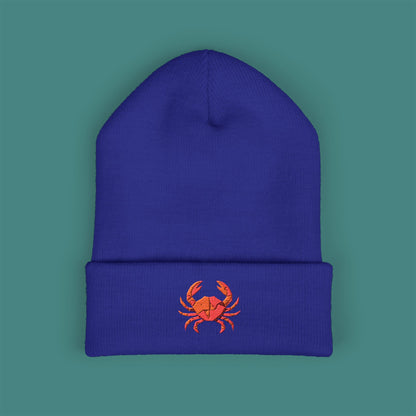 Geometric Polygon Crab Embroidered Beanie