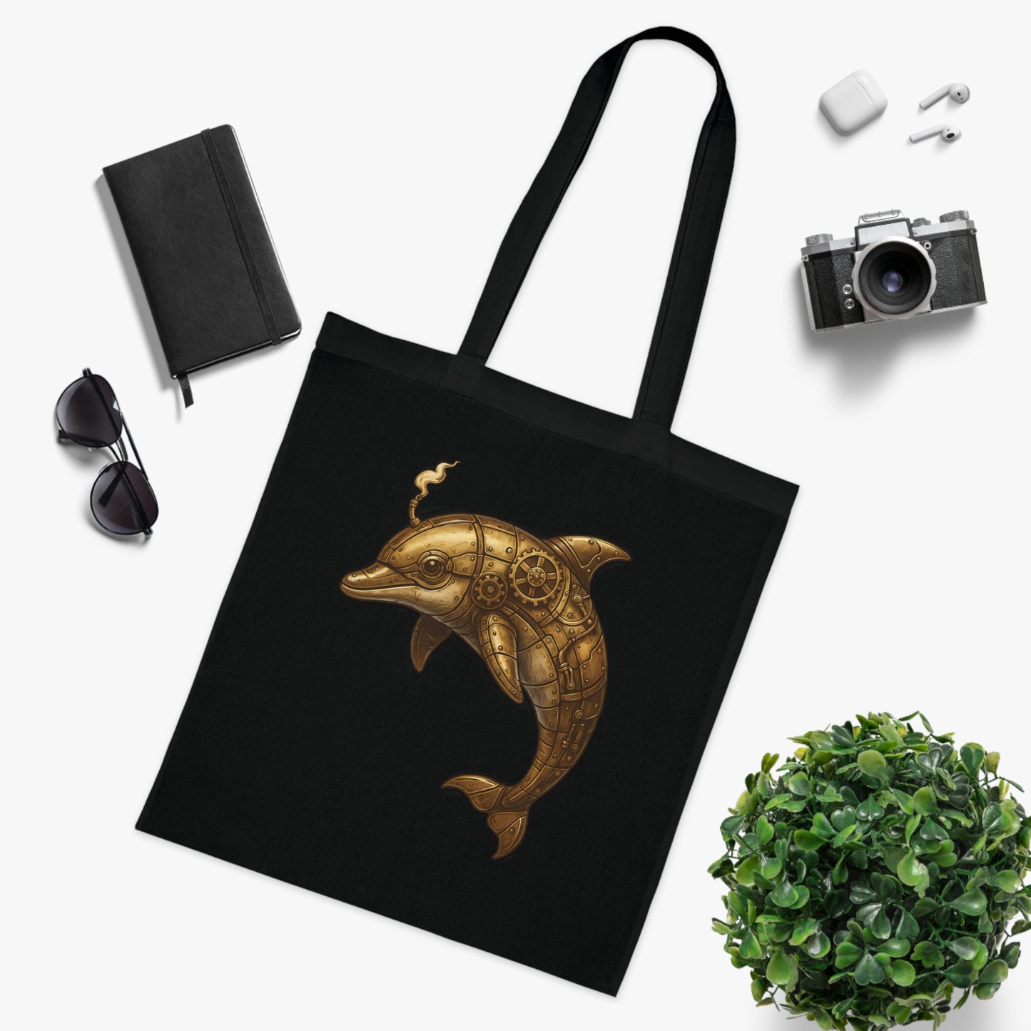 Steampunk Mechanical Dolphin Tote Bag