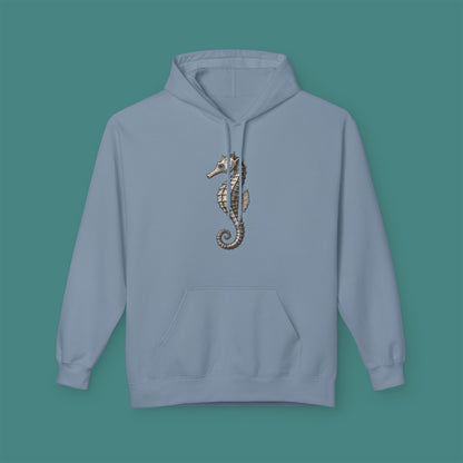 Vintage Etching Seahorse Fleece Unisex Hoodie