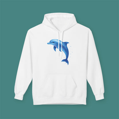 Watercolor Splash Dolphin Fleece Unisex Hoodie