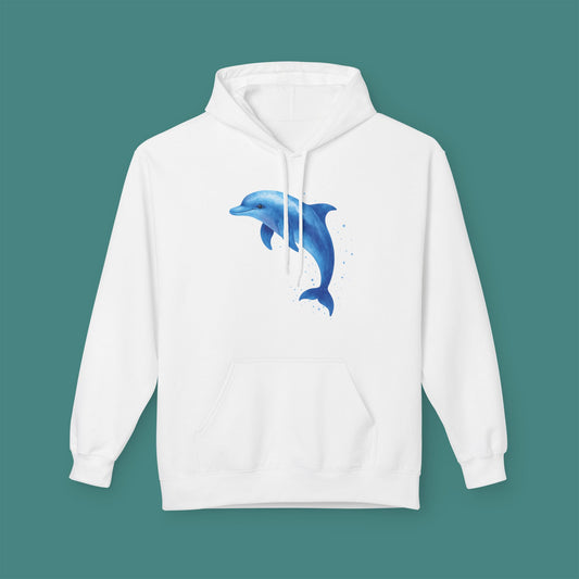 Watercolor Splash Dolphin Fleece Unisex Hoodie