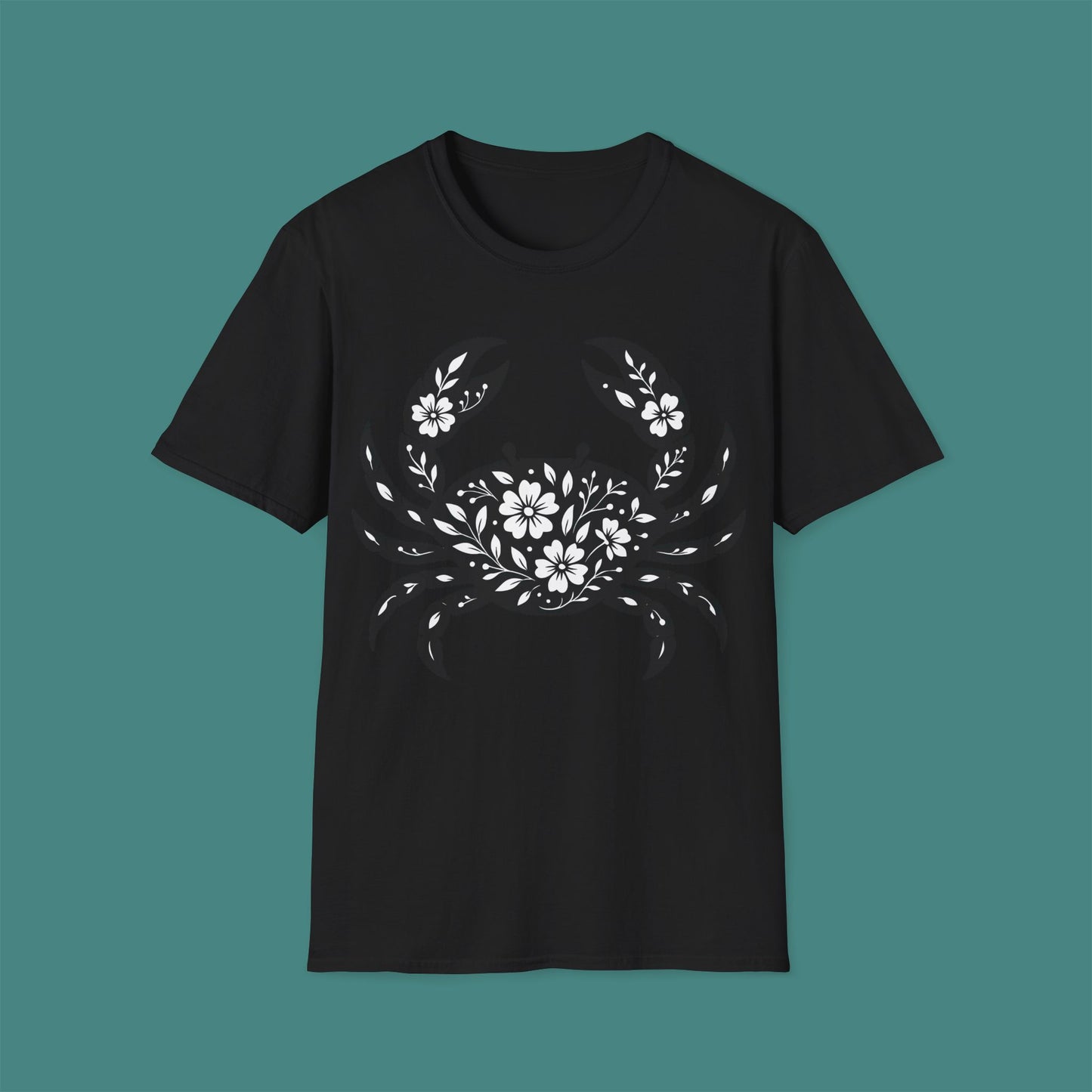 Floral Crab Silhouette Unisex T-Shirt