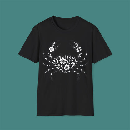 Floral Crab Silhouette Unisex T-Shirt