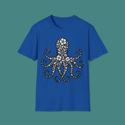 Floral Octopus Silhouette Unisex T-Shirt
