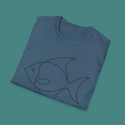 Minimalist Line Art Fish Unisex T-Shirt