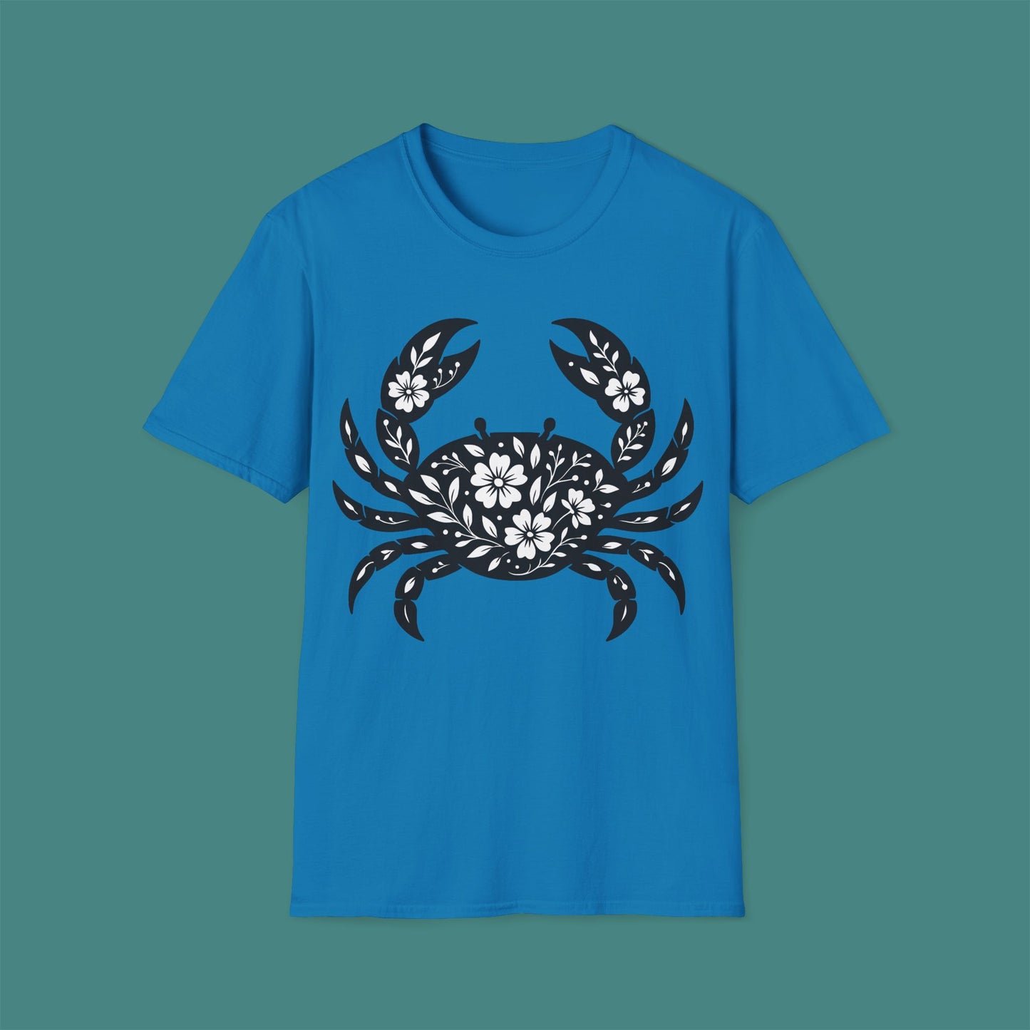 Floral Crab Silhouette Unisex T-Shirt
