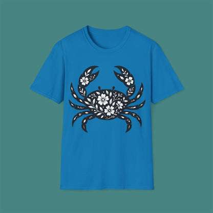 Floral Crab Silhouette Unisex T-Shirt