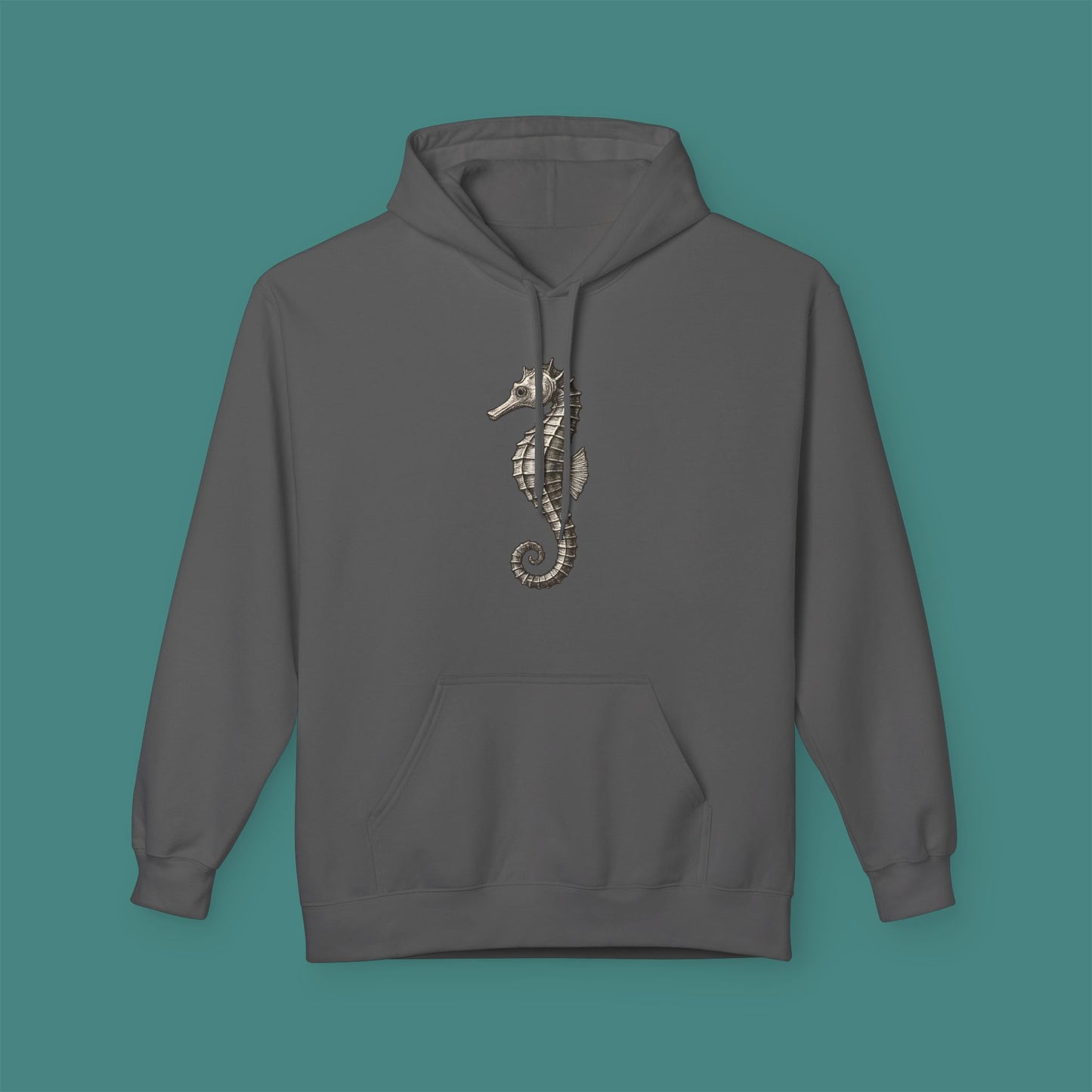 Vintage Etching Seahorse Fleece Unisex Hoodie