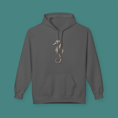Vintage Etching Seahorse Fleece Unisex Hoodie