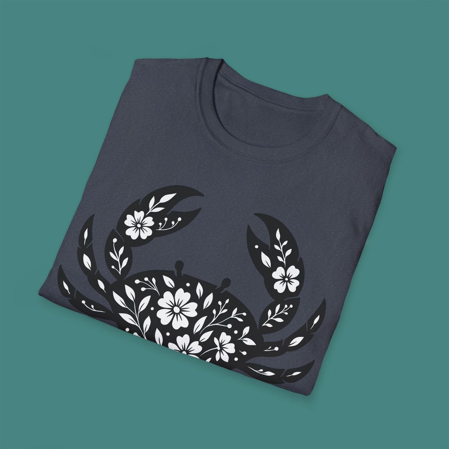 Floral Crab Silhouette Unisex T-Shirt