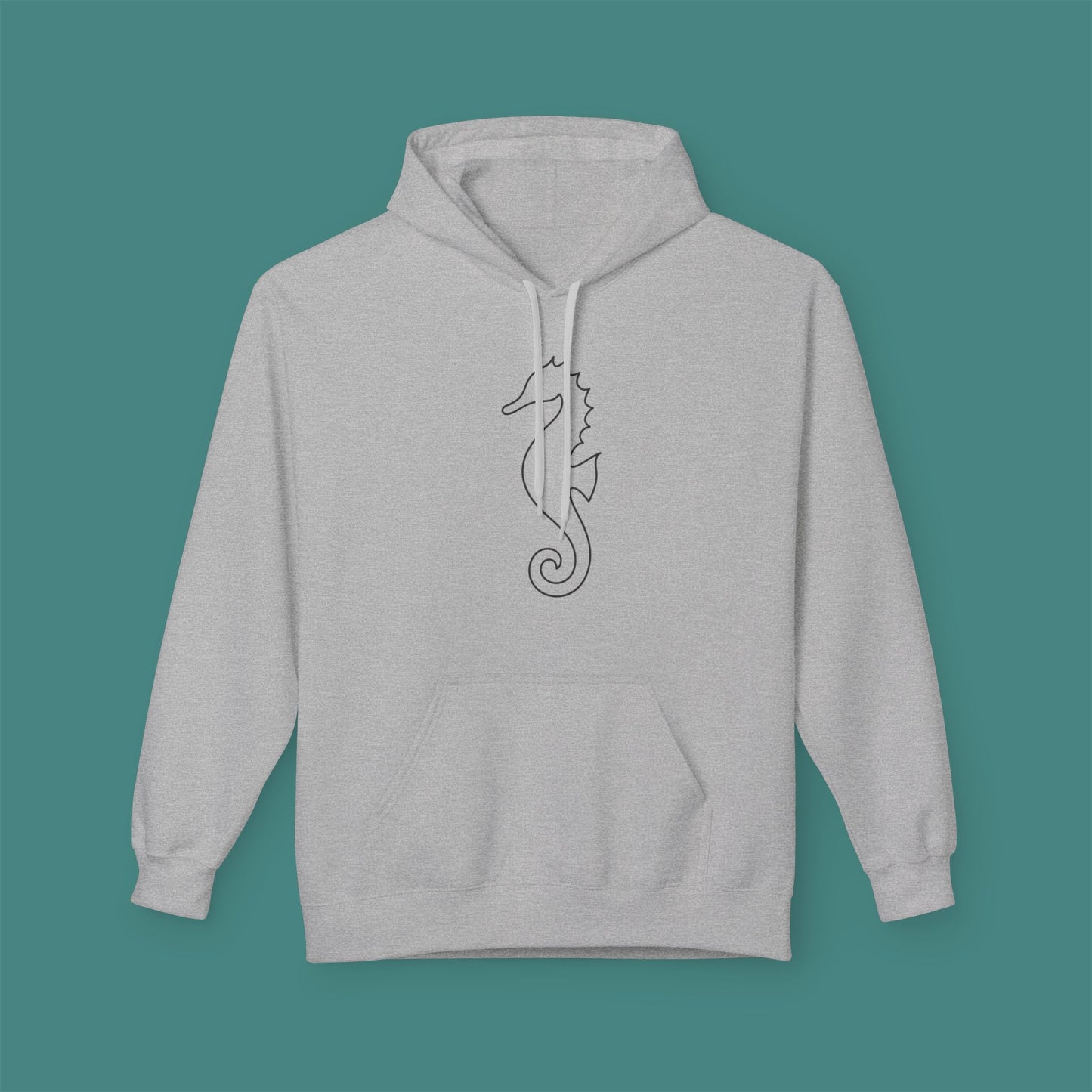 Minimalist Line Art Seahorse Fleece Unisex Hoodie