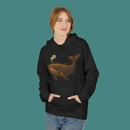 Steampunk Mechanical Whale Fleece Unisex Hoodie