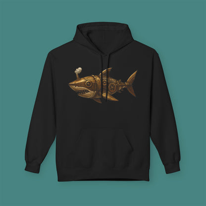 Steampunk Mechanical Shark Fleece Unisex Hoodie