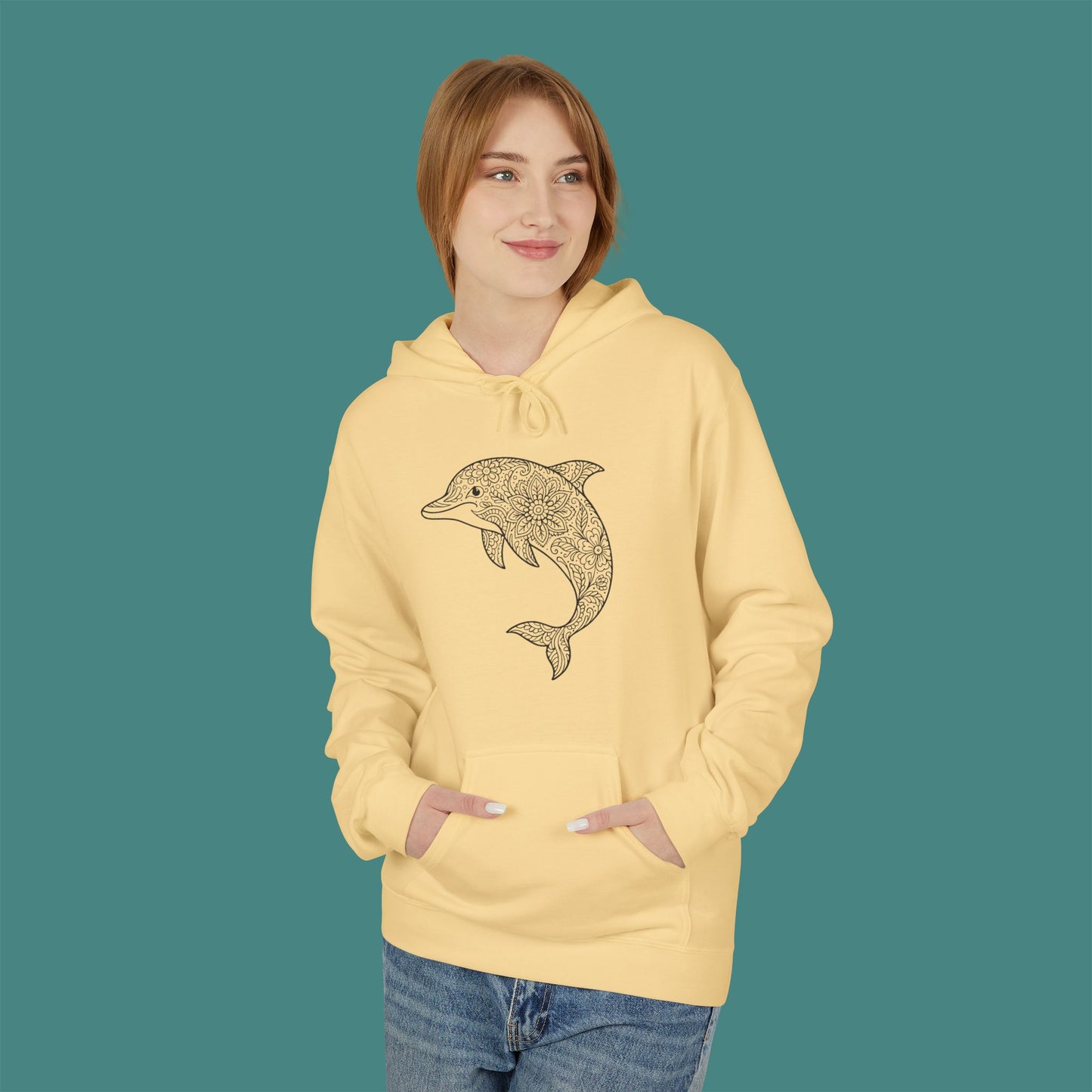 Intricate Mandala Dolphin Fleece Unisex Hoodie