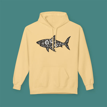 Floral Shark Silhouette Fleece Unisex Hoodie