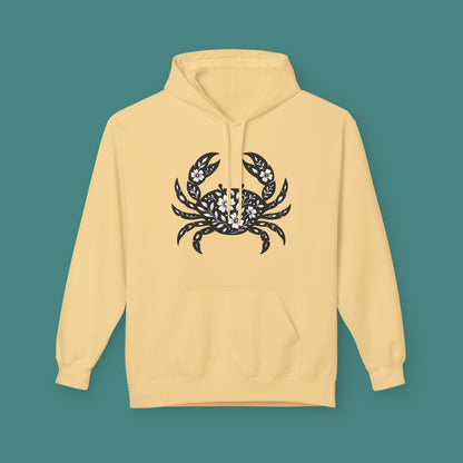 Floral Crab Silhouette Fleece Unisex Hoodie