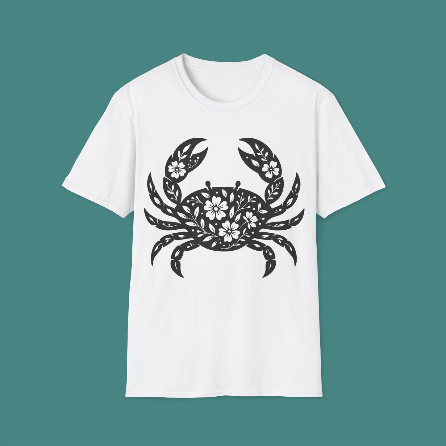 Floral Crab Silhouette Unisex T-Shirt