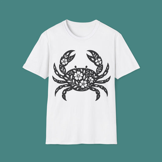 Floral Crab Silhouette Unisex T-Shirt