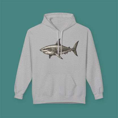Vintage Etching Shark Fleece Unisex Hoodie